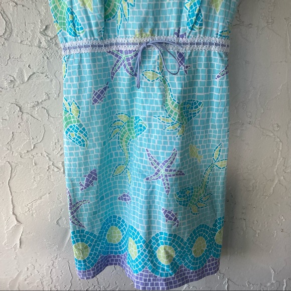 Lilly Pulitzer Dress Mosaic Fish Ocean 6 White Label - Picture 11 of 13